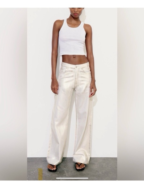 Zara Denim - Zara Cream with silver coating denim jeans